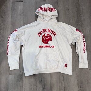 Shark Patrol San Diego, CA Mens Pullover Hoodie Sweatshirt Size XL White And Red